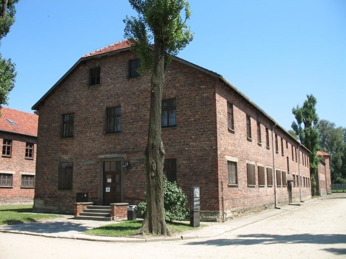 Auschwitz I brick building.