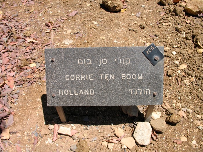 Corrie ten Boom's Righteous Among the Nations marker at Yad Vashem in Jerusalem, Israel.