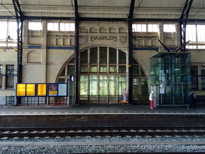 Inside Haarlem, Netherlands train station.