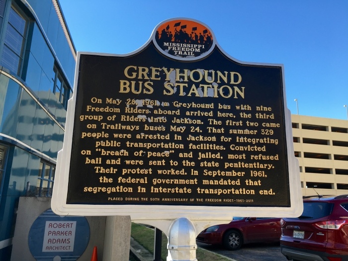 Greyhound Bus Station Jackson Mississippi Freedom Trail Sign