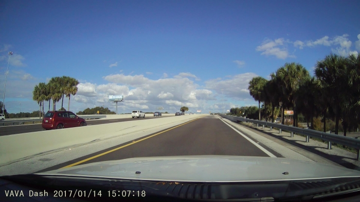 View of interstate through car windshield