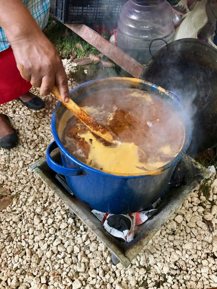 authentic Mexican food cooking in pot