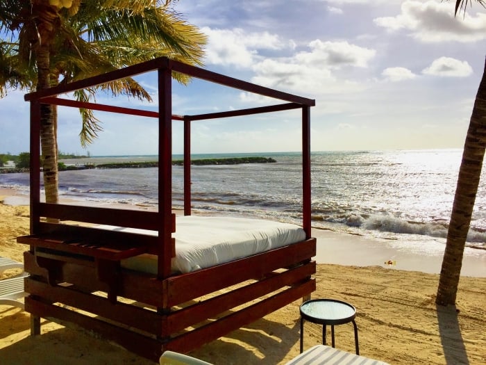 beautiful bed on a beach