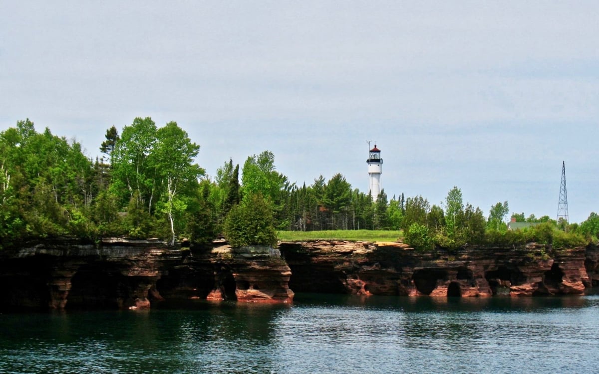 Apostle Islands National Lakeshore and lighthouse in Bayfield, Wisconsin.