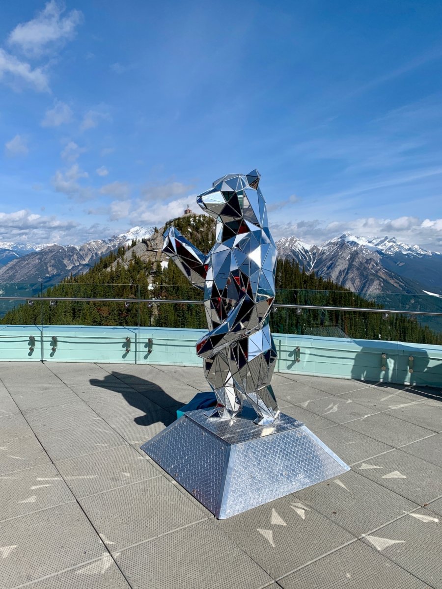 Banff Gondola Observation Deck Mirror Bear Sculpture