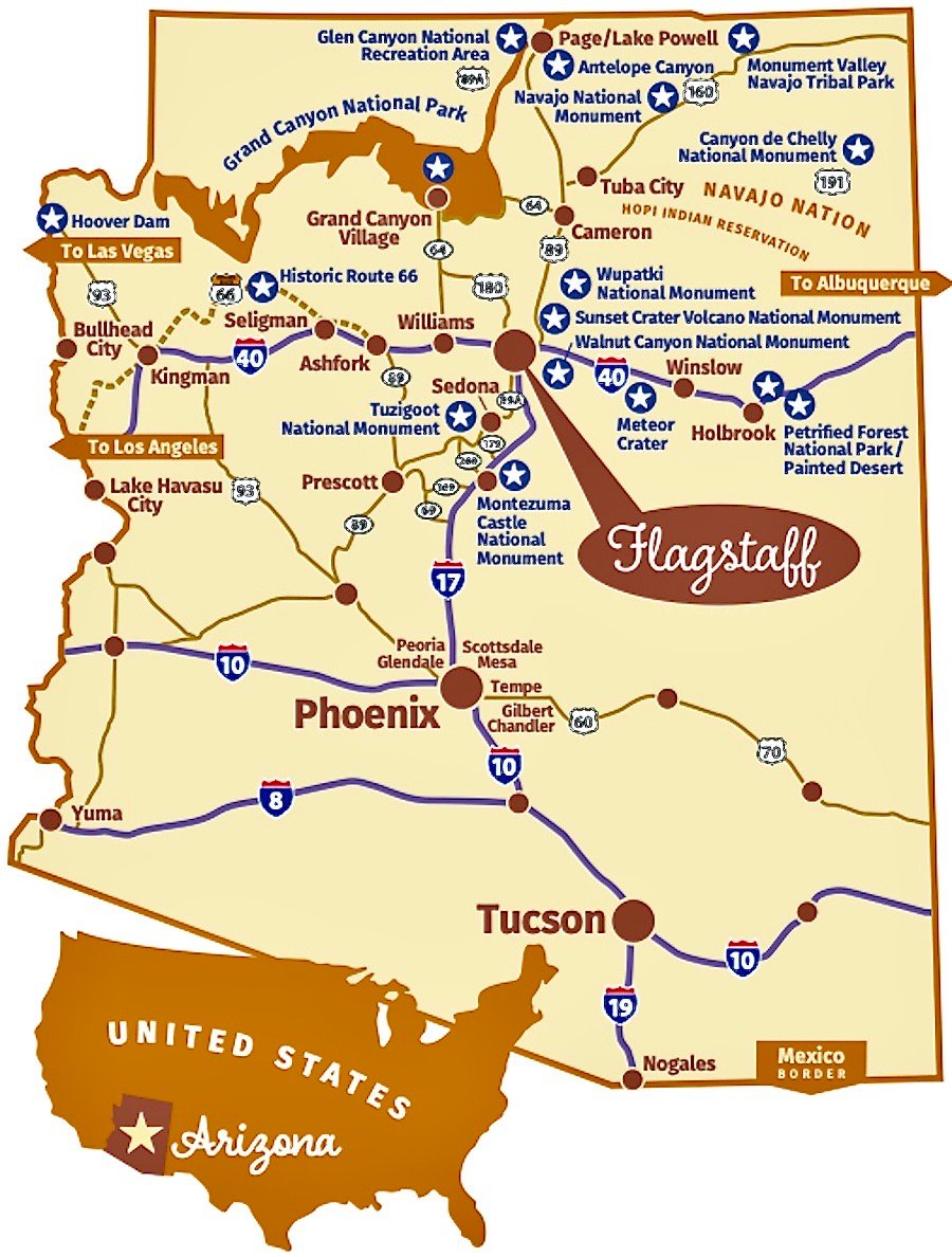 Arizona Map With Tourist Attractions