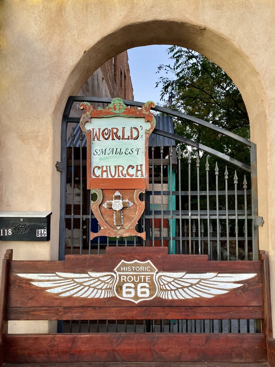 Route 66 World's Smallest Church sign