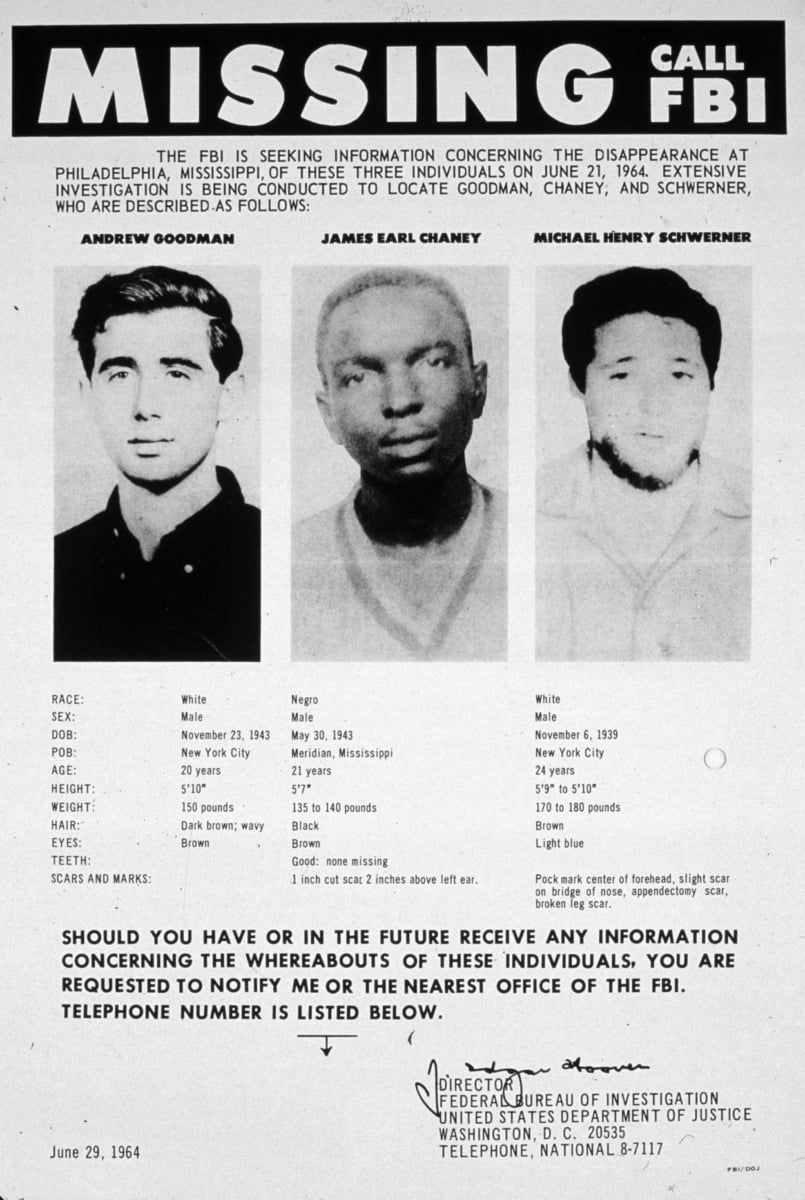 Schwerner Cheney Goodman FBI poster