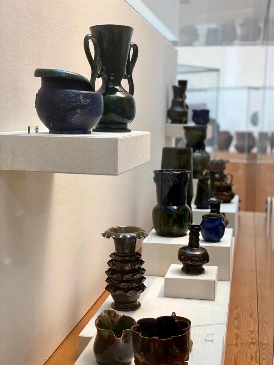 George Ohr pottery display