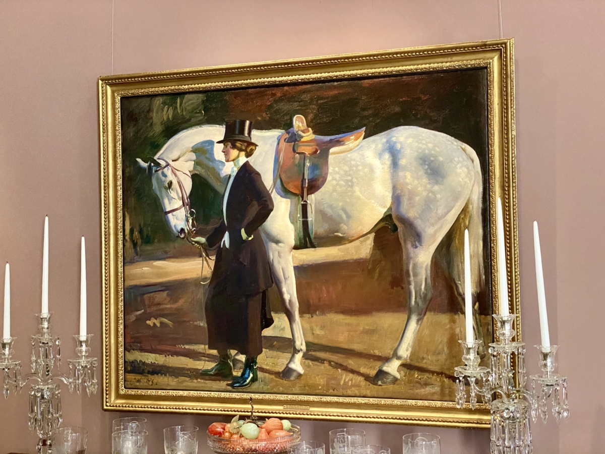 "The Artist's Wife & Isaac" painting by Sir Alfred Munnings
