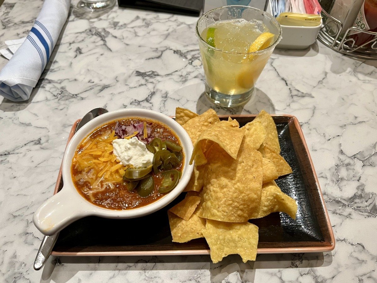NCL Encore The Local chili and chips and perfect margarita