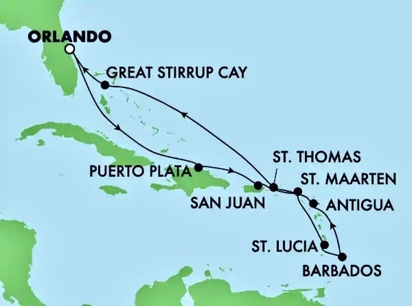 caribbean cruise map