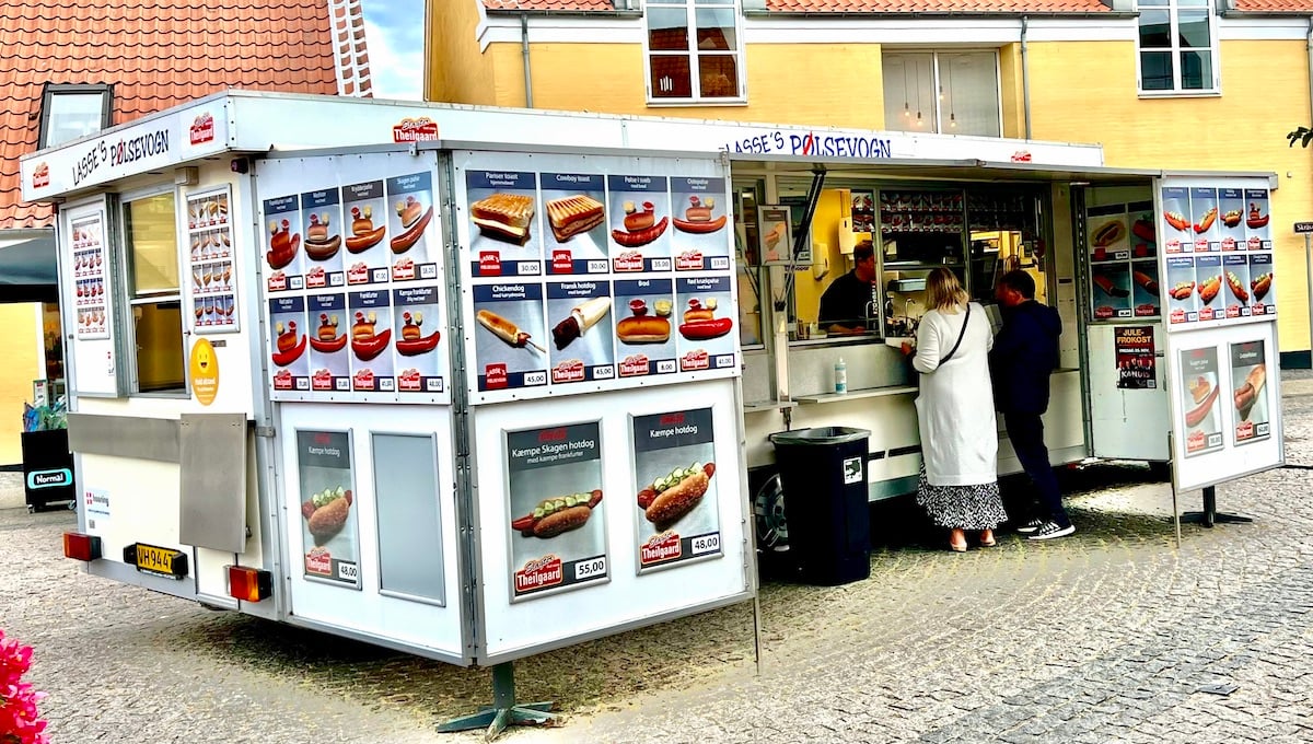 A Pølsevogn hot dog stand in Skagen, Denmark
